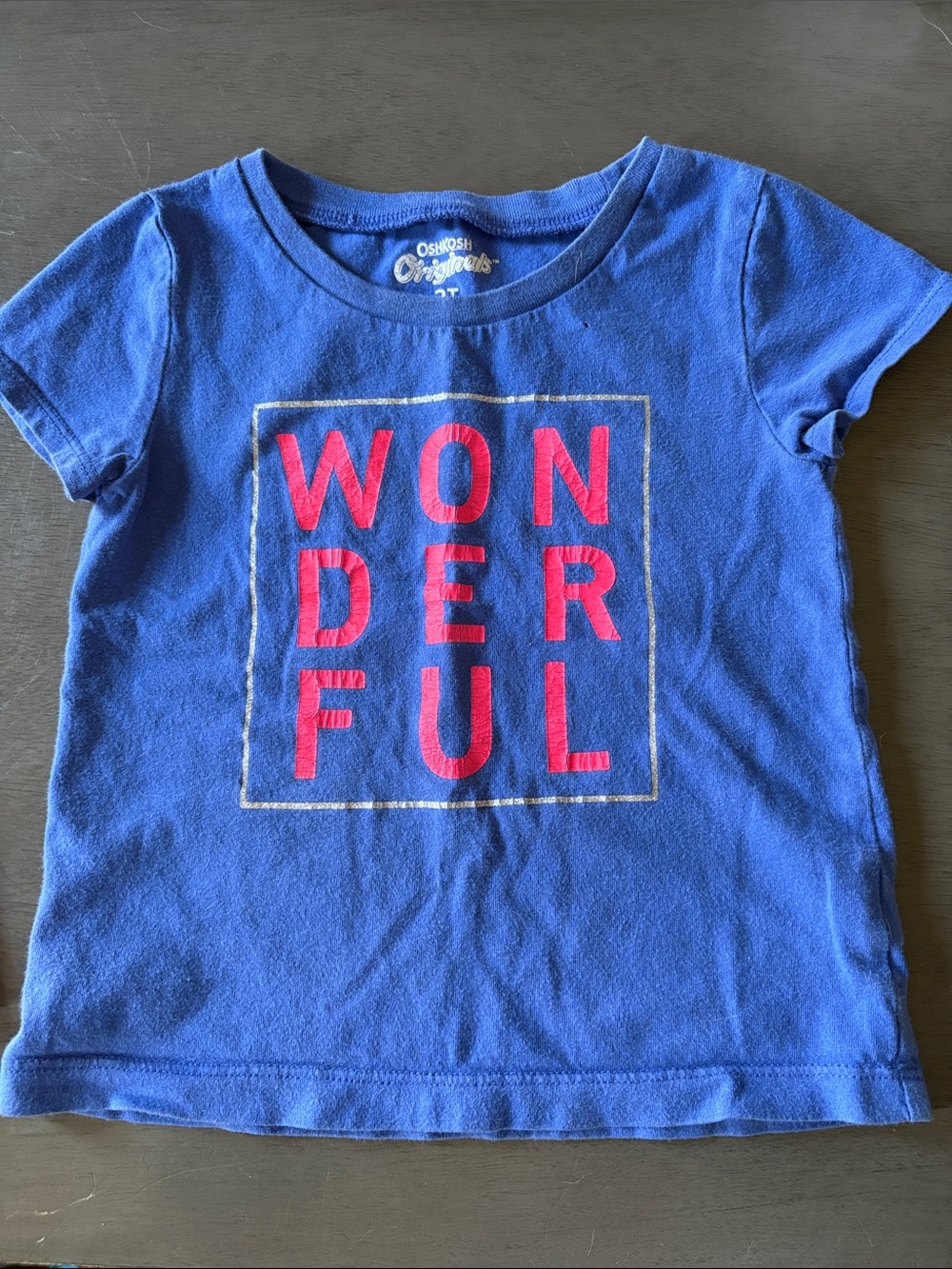 OshKosh B'gosh Royal Blue Tee with Pink 'WONDERFUL' Graphic